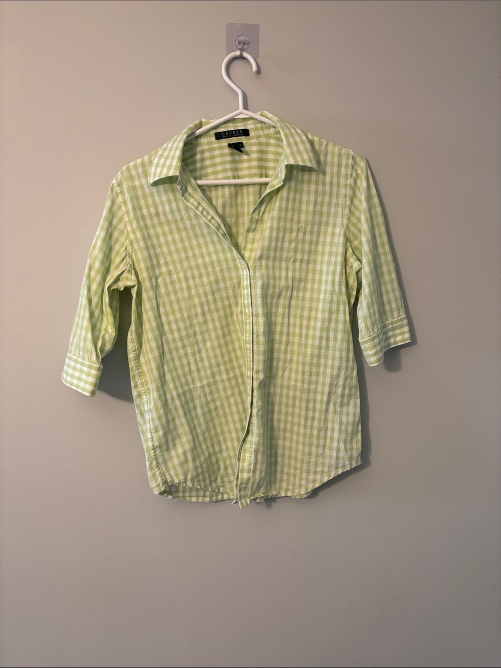 Ralph Lauren Light Lime Gingham Button-Down Shirt